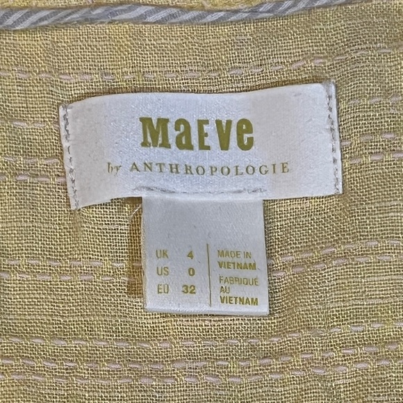 pastel yellow linen button down anthropologie blouse - Picture 6 of 8